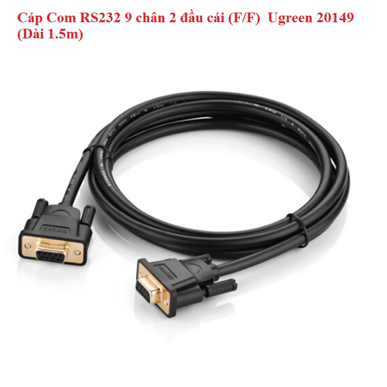 Cáp Com RS232 9 chân 2 đầu cái (F/F)  Ugreen 20149 (Dài 1.5m)
