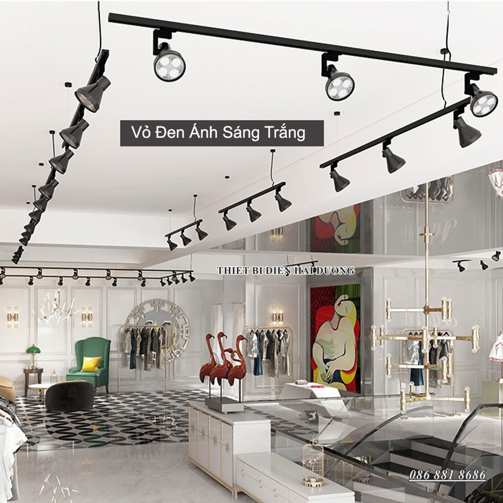 Đèn led rọi ray par30 - sử dụng đui xoáy bóng led 35w - ánh sáng chiếu rọi điểm soi trang trí phòng khách, nhà hàng - bảo hành 1 năm - có video