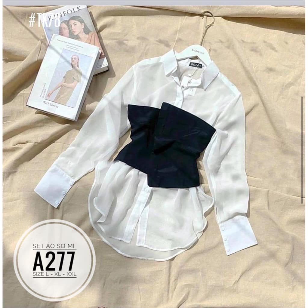 SET ÁO SƠ MI BIGSIZE + ÁO ỐNG ĐEN BIGSIZE