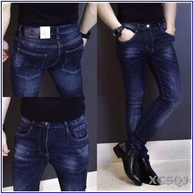 Quần jean nam cao cấp MÀU XANH ĐẬM CÀO XƯỚC không xù lông, không ra màu, chất giãn tốt -X2-36
