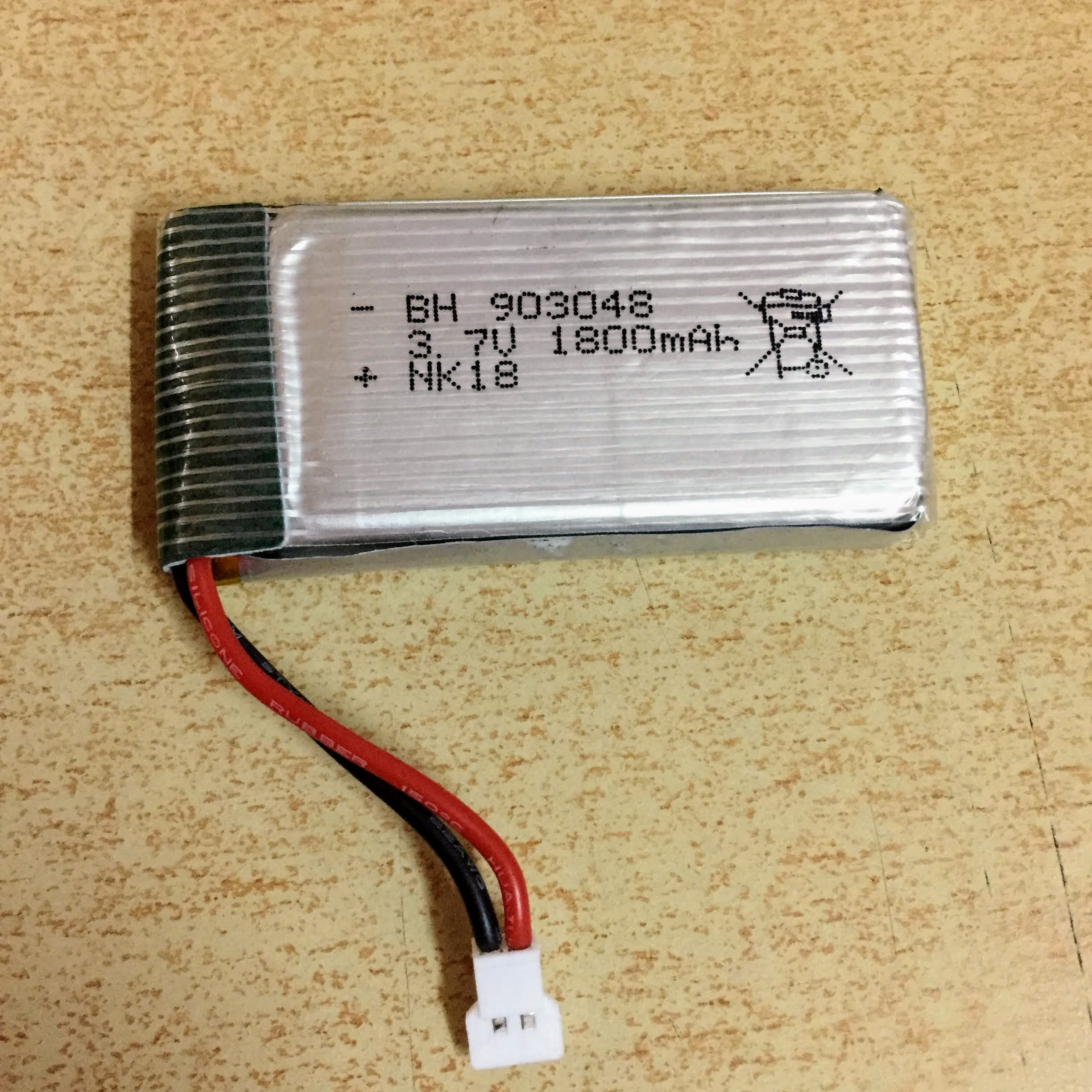 Pin sạc 3.7v dung lượng cao 1800mah chân cắm jack trắng dẹt p2.54