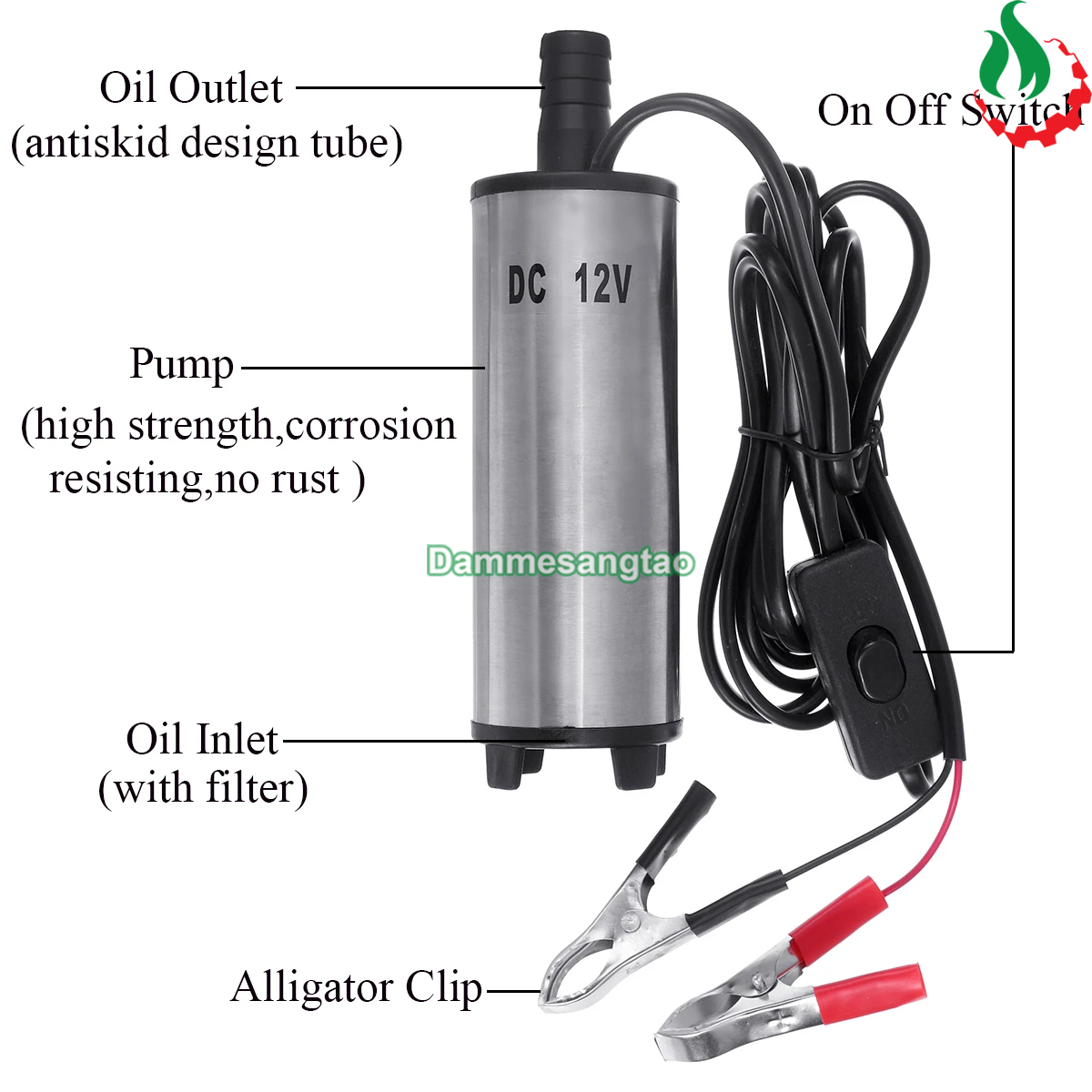 Bơm chìm 12V công suất 30W - 80W (Bơm dầu hoặc nước)