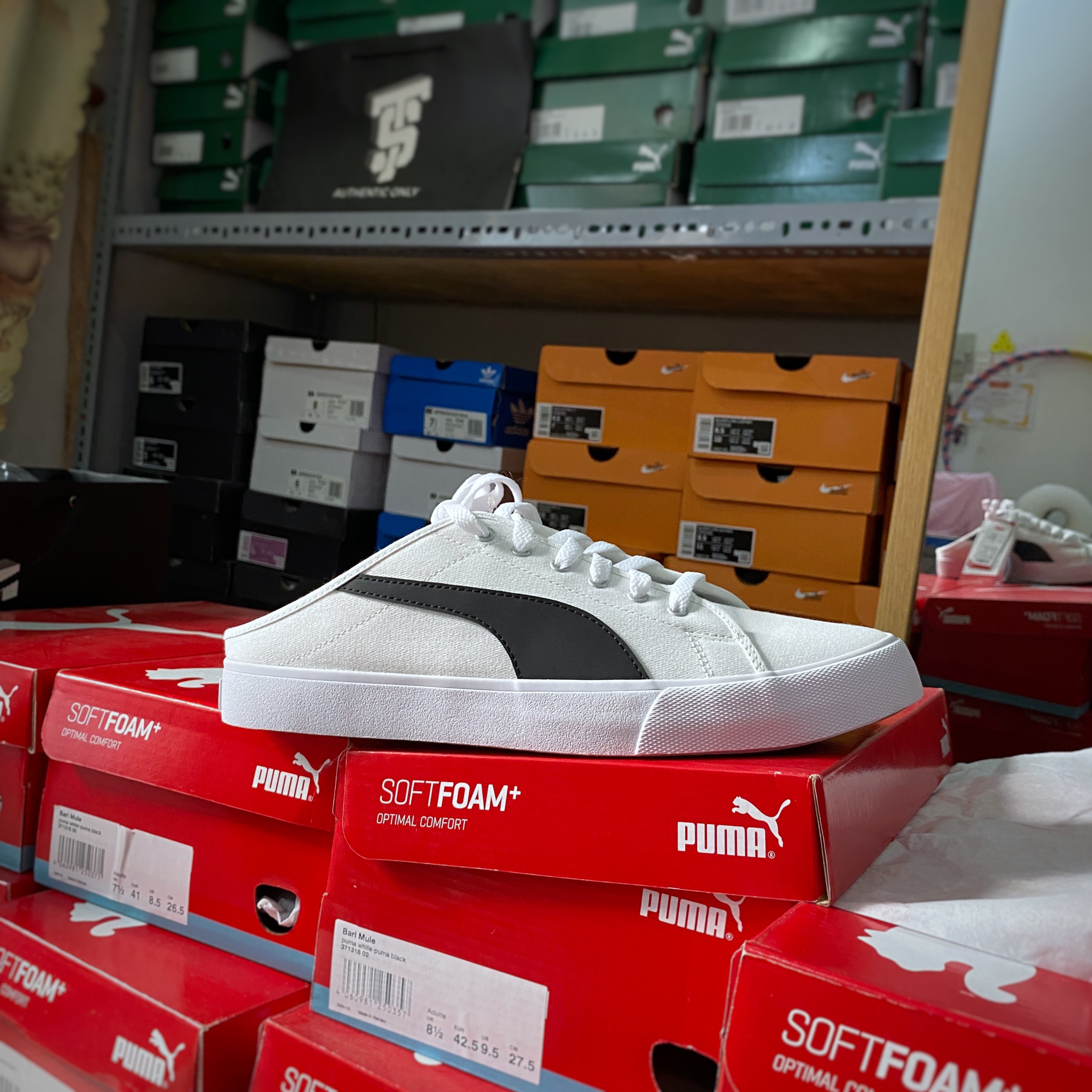 [CHÍNH HÃNG]Giày thể thao PUMA BARI MULE WHITE BLACK 371318 02