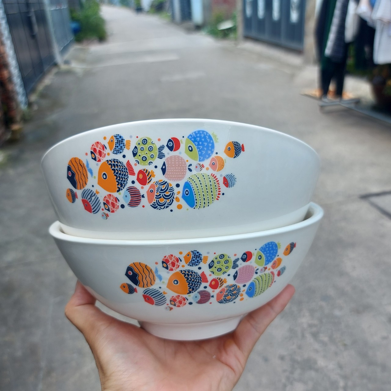 Set 06 tô sứ cao cấp họa tiết hình cá siêu đẹp 18cm