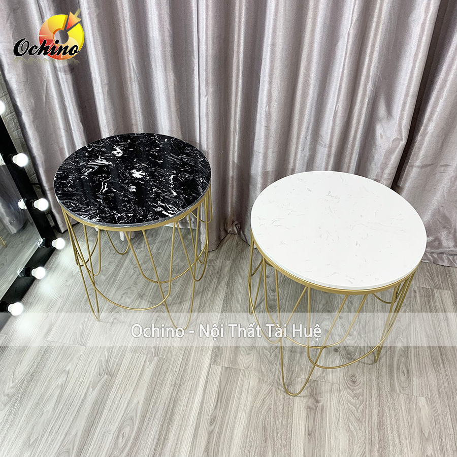 (FREESHIP) Bàn Trà Tròn Sofa Mặt Đá Sang Chảnh Mẫu Mới ( Sẵn 2 Mầu Đen Và Trắng)