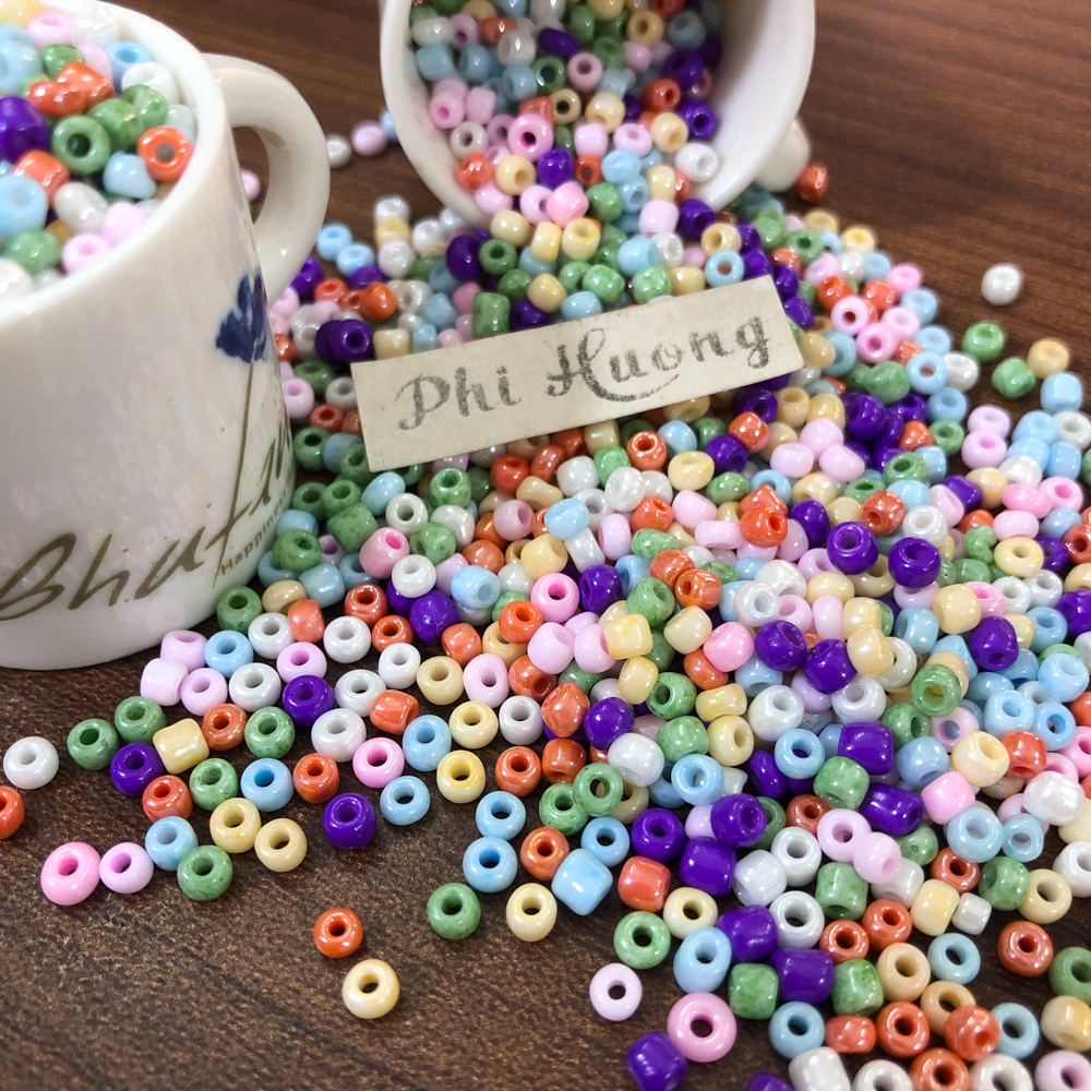 20g - 40g hạt cườm tấm đục mix màu 3mm xỏ vòng đính kết