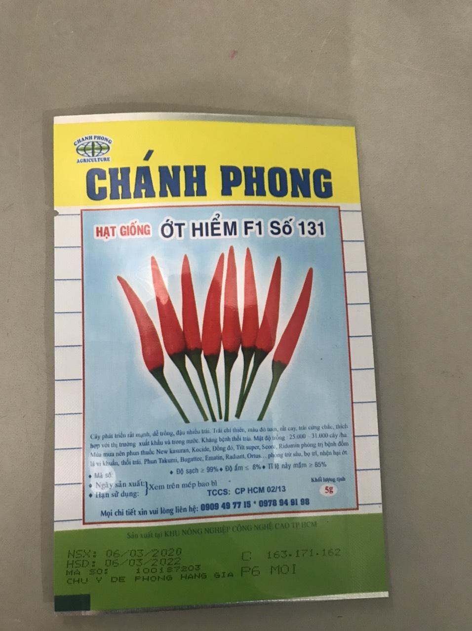 [HCM]HẠT GIỐNG ỚT HIỂM F1 SỐ 132