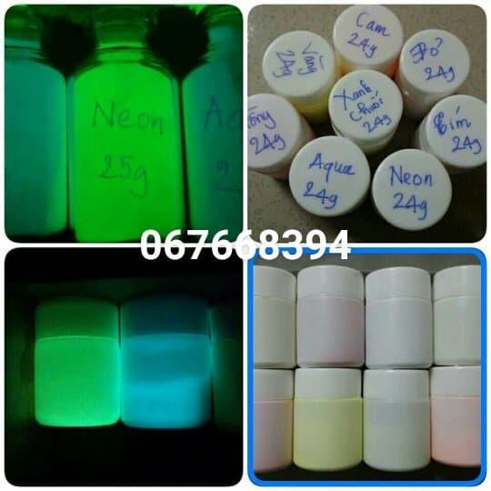 combo 3 lọ bột dạ quang tặng kèm sơn pha