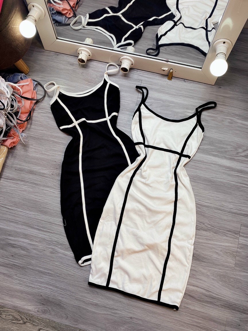 ĐẦM 2 DÂY BODY THUN LỤA ĐUÔI CÁ  NHÚN VIỀN