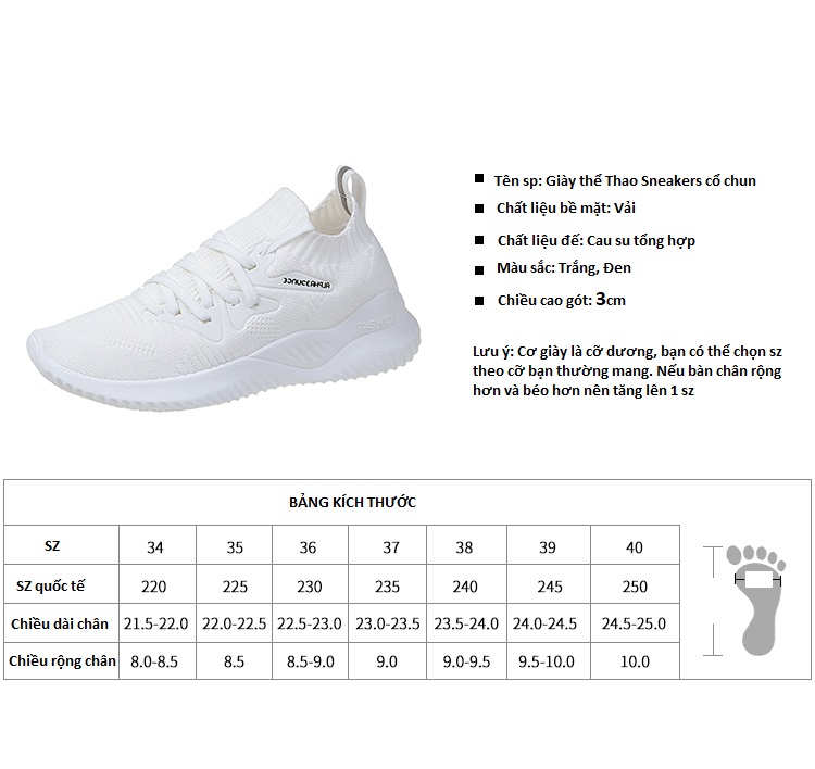 Giày Thể Thao Nữ Tập Gym Đế Mềm Cổ Chun