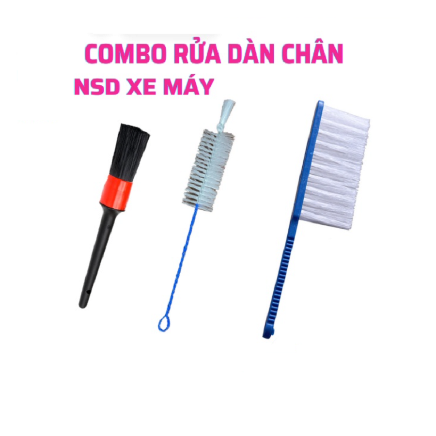 Bộ dụng cụ rửa dàn chân , rửa xe máy tại nhà gồm (cọ bút, cọ râu, bàn chải sên, bàn chải cước, bàn chải nhỏ cọ lazang dài)