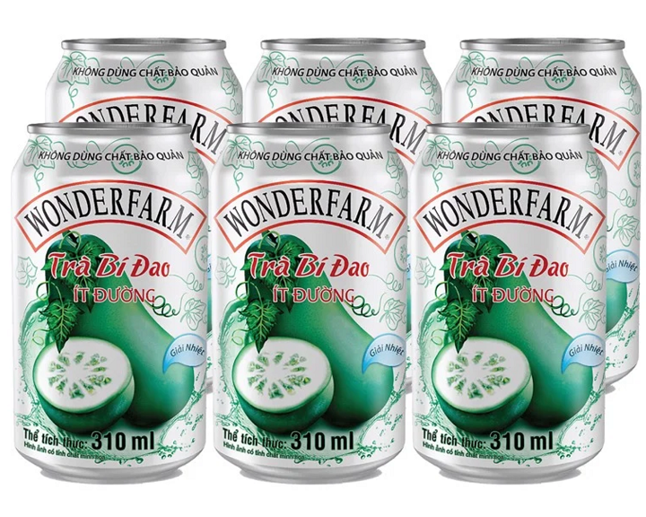 Thùng 24 lon trà bí đao wonderfarm ít đường 310ml / lốc 6 lon trà bí đao wonderfarm ít đường 310ml
