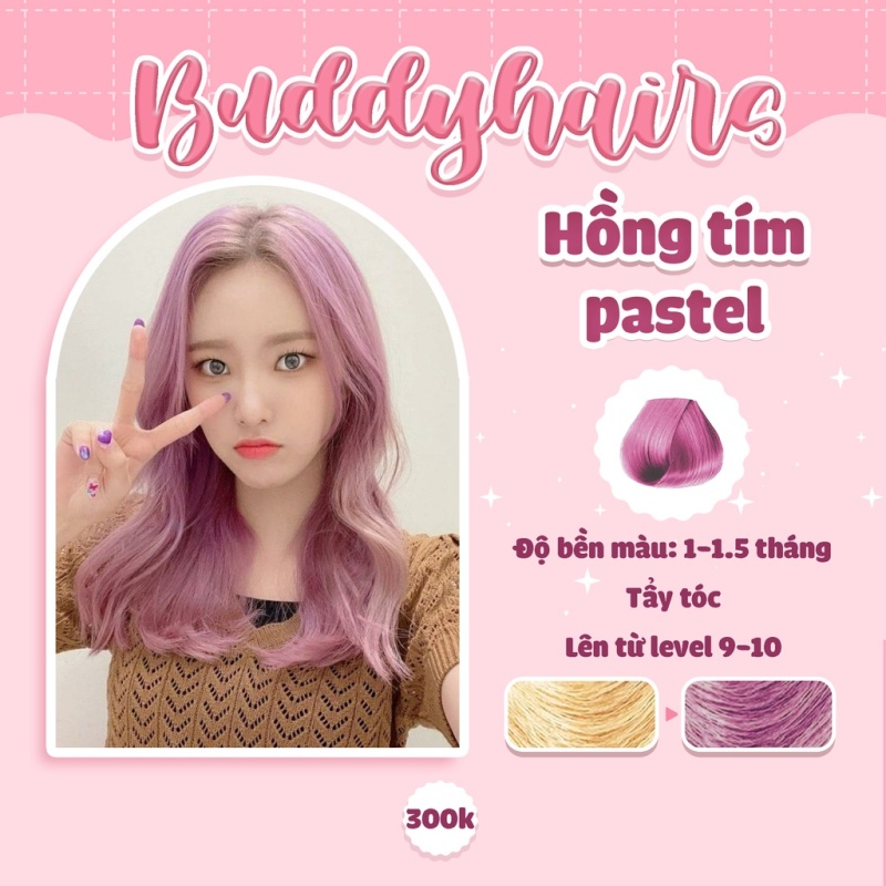 Thuốc nhuộm tóc Hồng tím pastel / Hồng tím khói cần dùng Thuốc tẩy tóc của Buddyhairs, Buddyhair, Buddy.hairs cao cấp