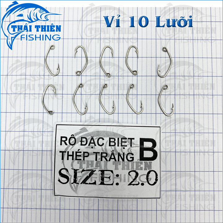 Lưỡi câu cá rô đặc biệt type b làm thủ công có ngạnh xỏ lỗ vỉ 10 cái nhiều kích thước