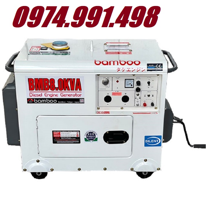 Máy phát điện chạy dầu 8kva bamboo có đề cót