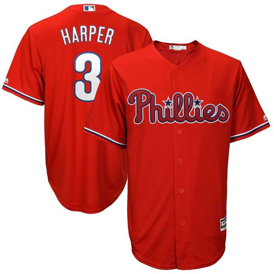 The hottest jersey Philadelphia Phillies 3 Bryce Harper MLB Baseball Jersey Blue White Red Grey