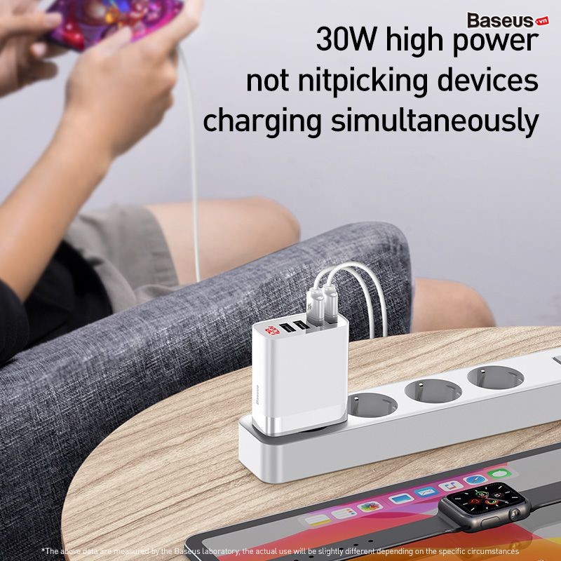 Sạc 4 cổng USB 30w BASEUS Mirror Lake Digital (EU) CCJMHB-B01 / B02