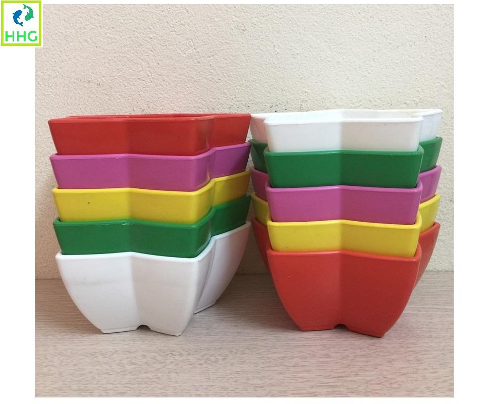 Combo 10 chậu nhựa trồng cây mini hình ngôi sao kích thước 12x12cm