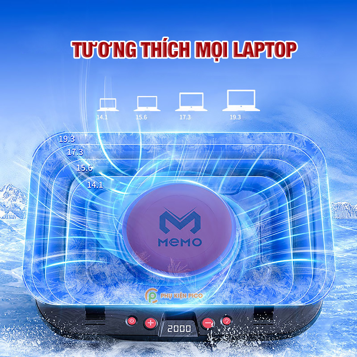 Quạt tản nhiệt laptop Memo FL08 tản khí nén turbo 2400RPM giảm nhiệt thực sự chuyên dụng cho máy tính đồ họa gaming - Đế tản nhiệt Laptop