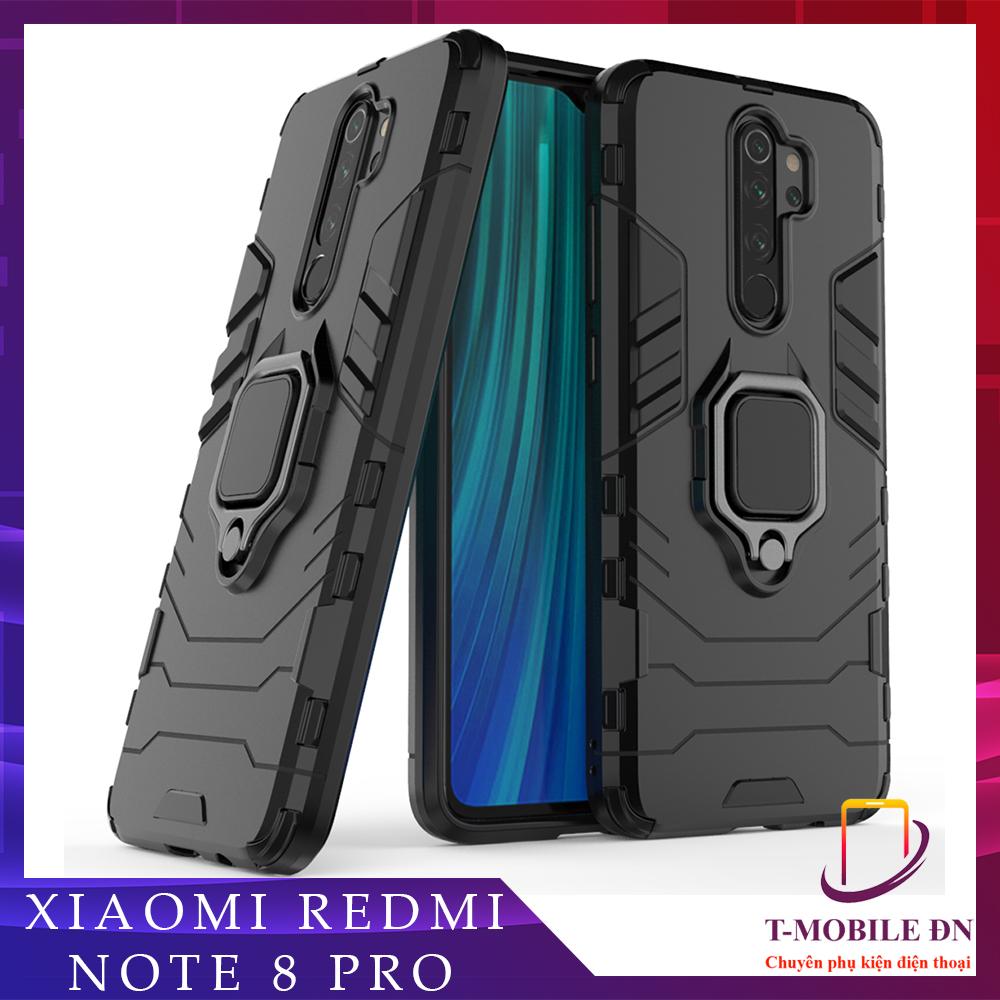 Ốp lưng Xiaomi Redmi Note 8 Pro chống sốc iron man kèm nhẫn ring chống xem video tiện lợi