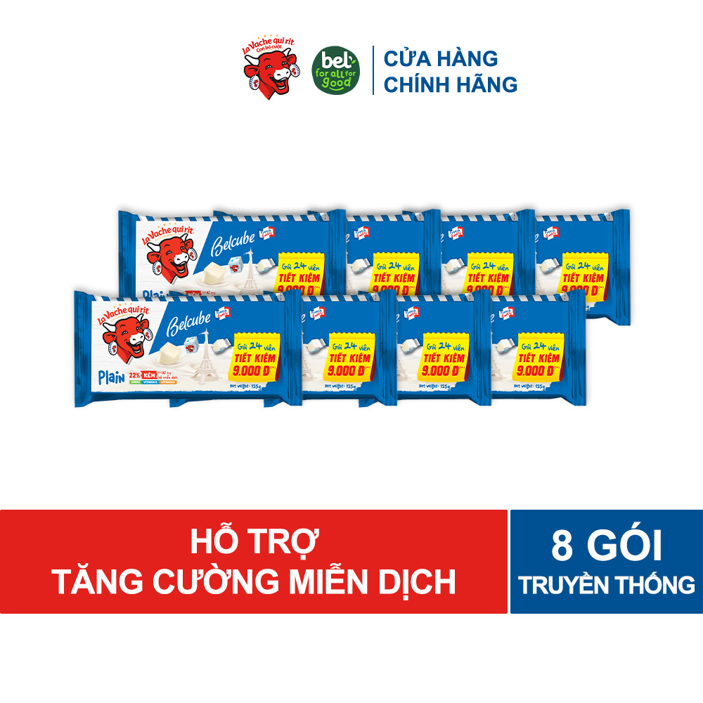 Combo 8 phô mai vuông Belcube vị sữa 24C 125Gx15
