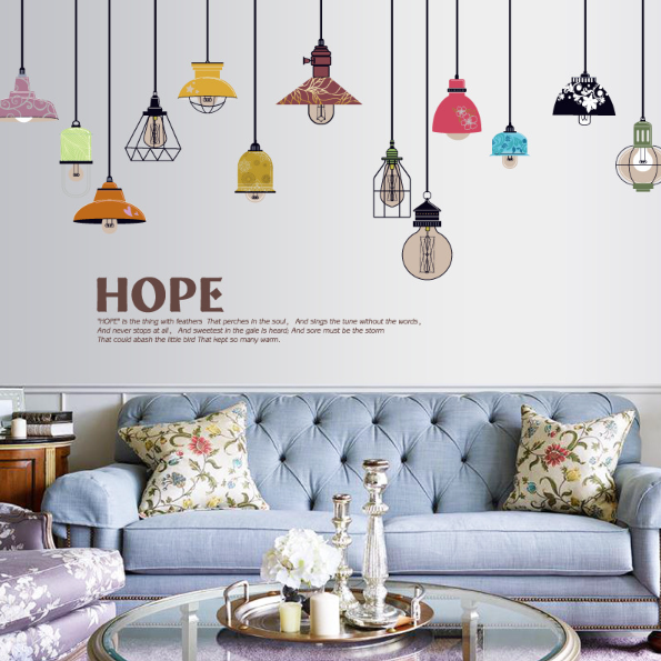 Decal trang trí tường - Bóng đèn hiện đại kết hợp với những chú mèo