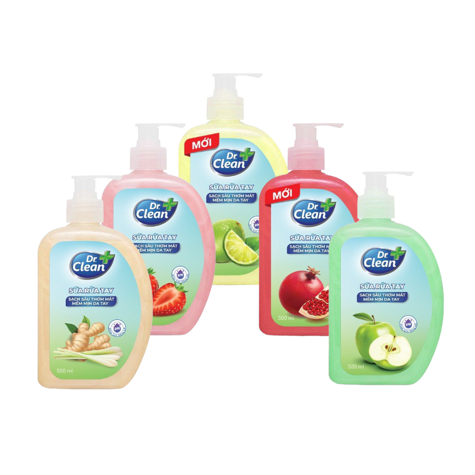 Sữa rửa tay Dr.Clean sạch khuẩn mềm dịu da tay hương trái cây thanh mát 500ml