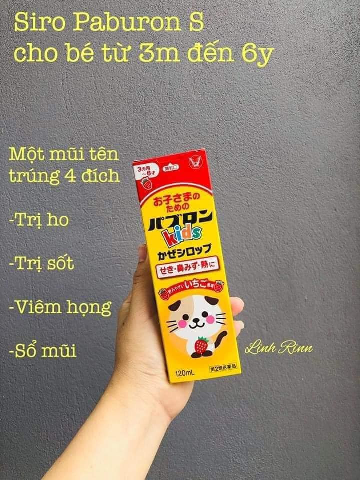 SIRO TRỊ HO CẢM SỐT Paburon S NHẬT -Siro Paburon S (hình chó mèo)