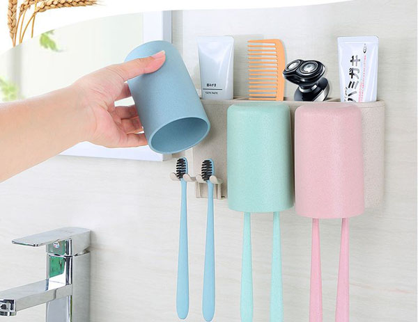 Bộ cắm chải 3 cốc Ecoco dính cường lực siêu chắc