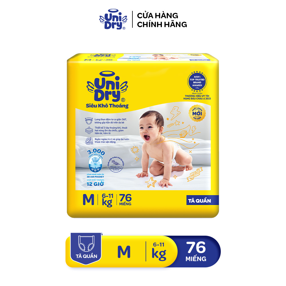 [Freeship] Tã quần Unidry gói Super Jumbo M74-L68-XL62-XXL56 [Phiên bản mới]