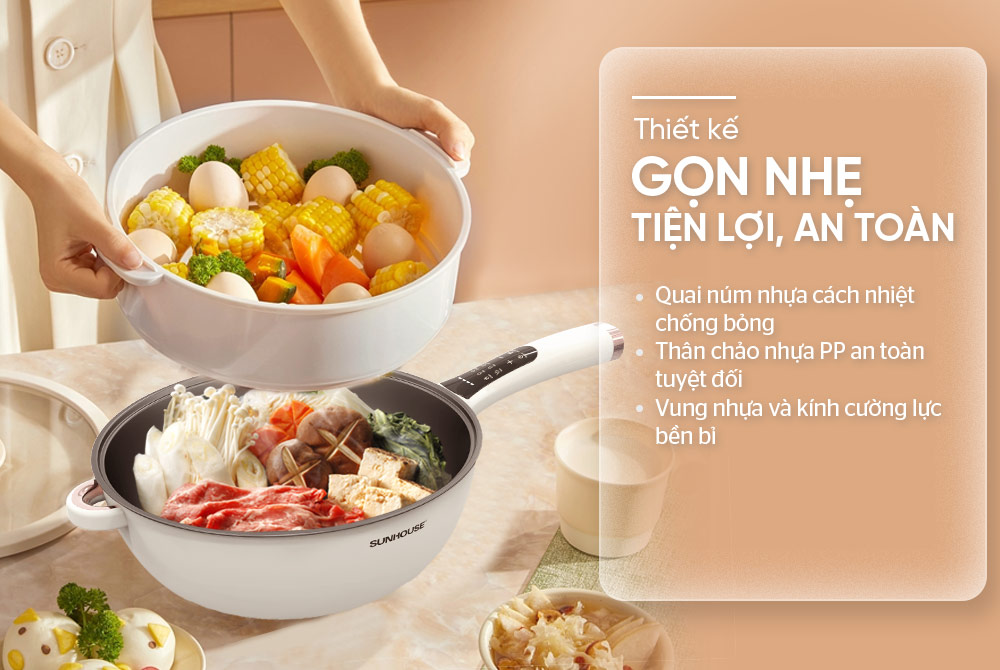 [Qùa tặng Enfa] Chảo điện hấp 5L Sunhouse