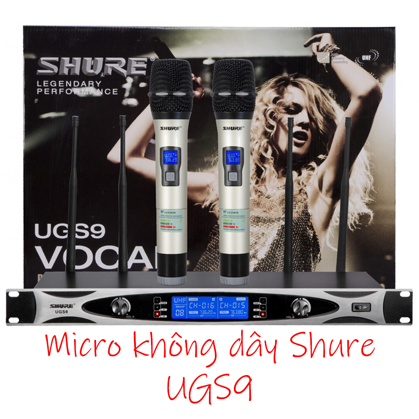 [HCM][ XẢ KHO ] Combo Trọn Bộ Micro SHURE UHF UGS9 Combo MIC+Đầu thu UHF.Bộ Micro Không Dây + Đầu Thu Micro Hát Karaoke Cực Đỉnh Thiết Kế Đẹp Bắt Xa Lên Tới 100M Khả Năng Chống Hú Tuyệt Vời 4 Râu Sóng Cực Khỏe BH 12 Tháng