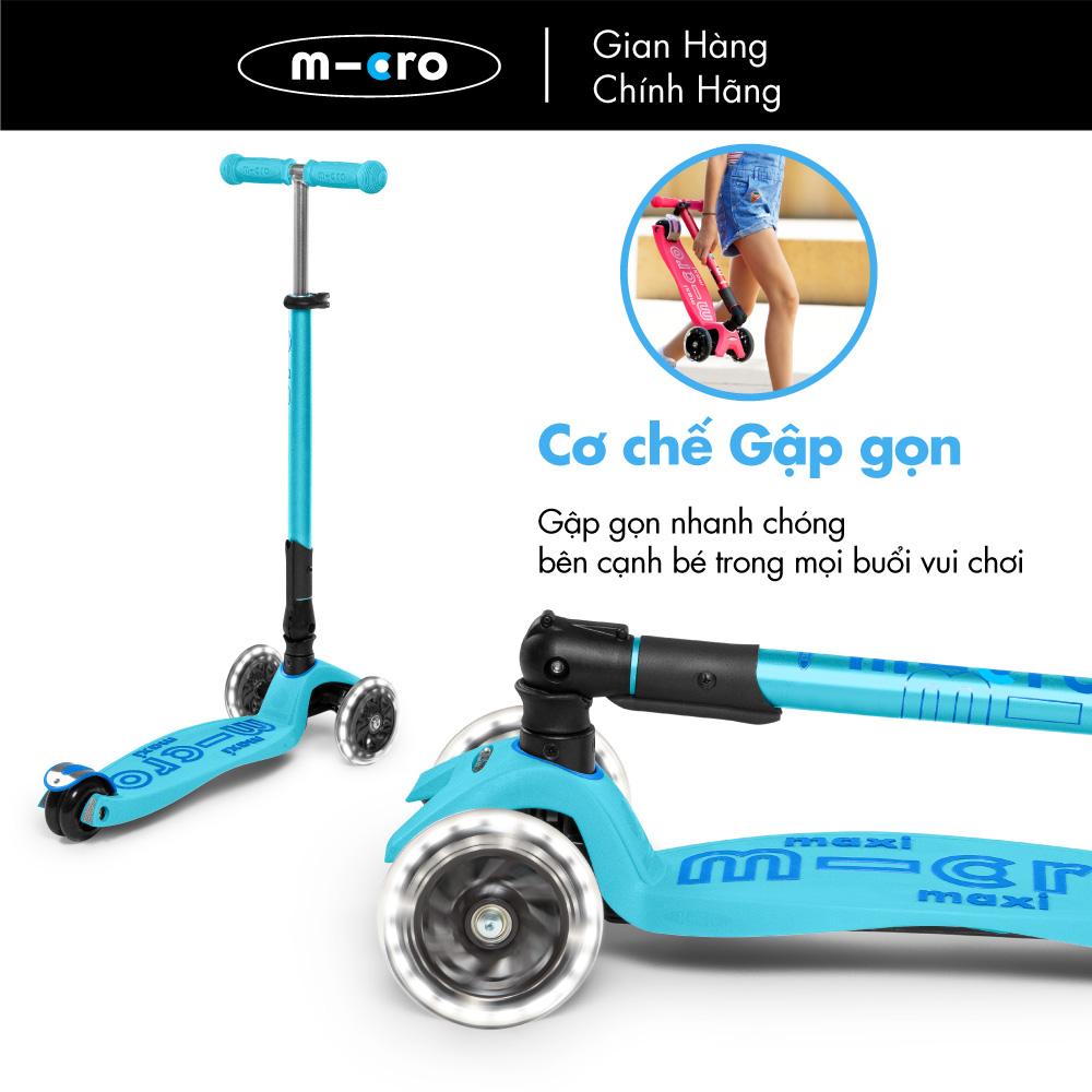 Xe trượt scooter Micro Maxi Deluxe Foldable LED (phiên bản gập gọn và bánh xe đèn LED)