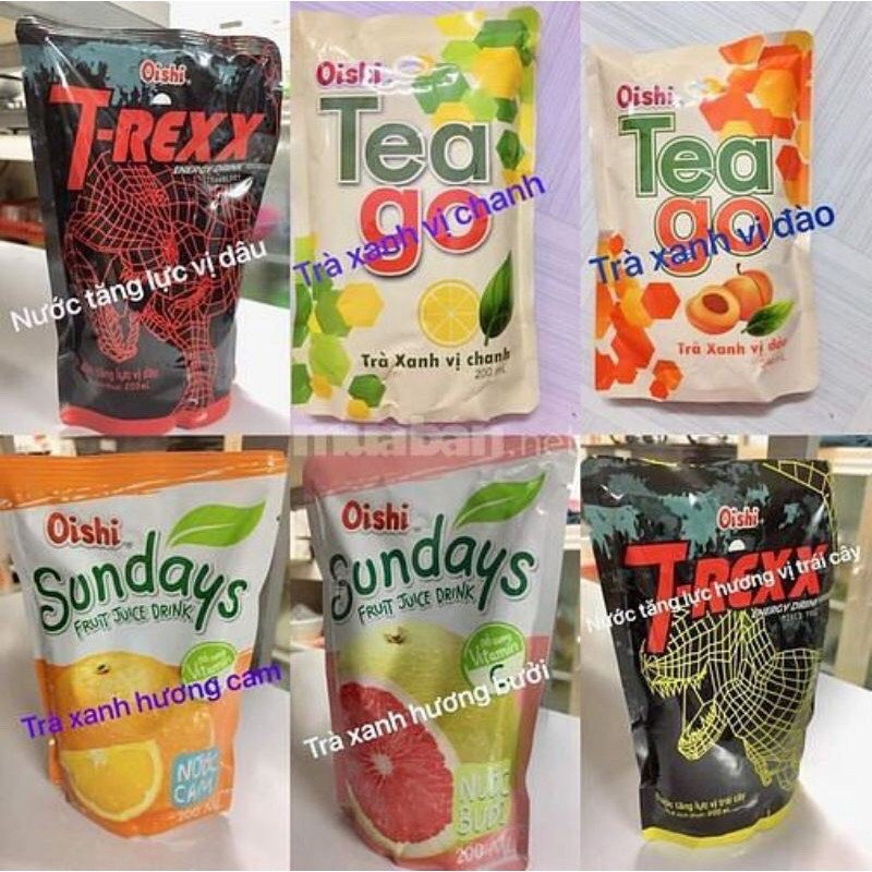 COMBO 5 TÚI NƯỚC TRÁI CÂY OISHI ĐỦ VỊ