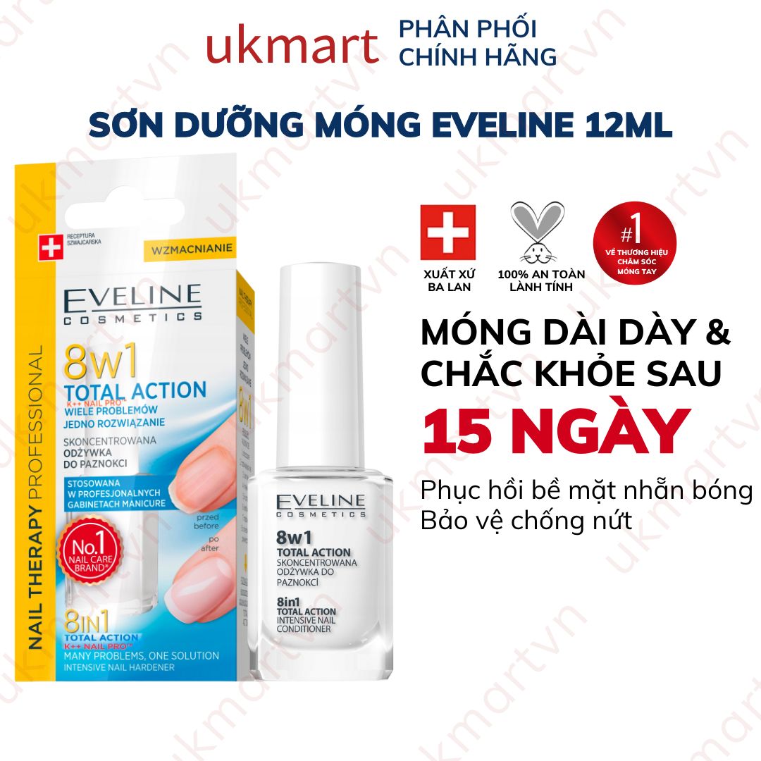 Sơn Dưỡng Móng Eveline 8w1 Total Action 12ml