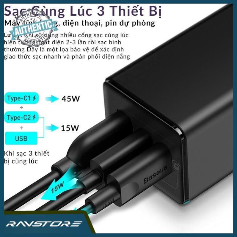 [HÀNG CHÍNH HÃNG] Củ Sạc Nhanh Baseus 65W GaN 2 Pro - Sạc iphone, samsung, macbook- [Bảo hành 6 tháng]