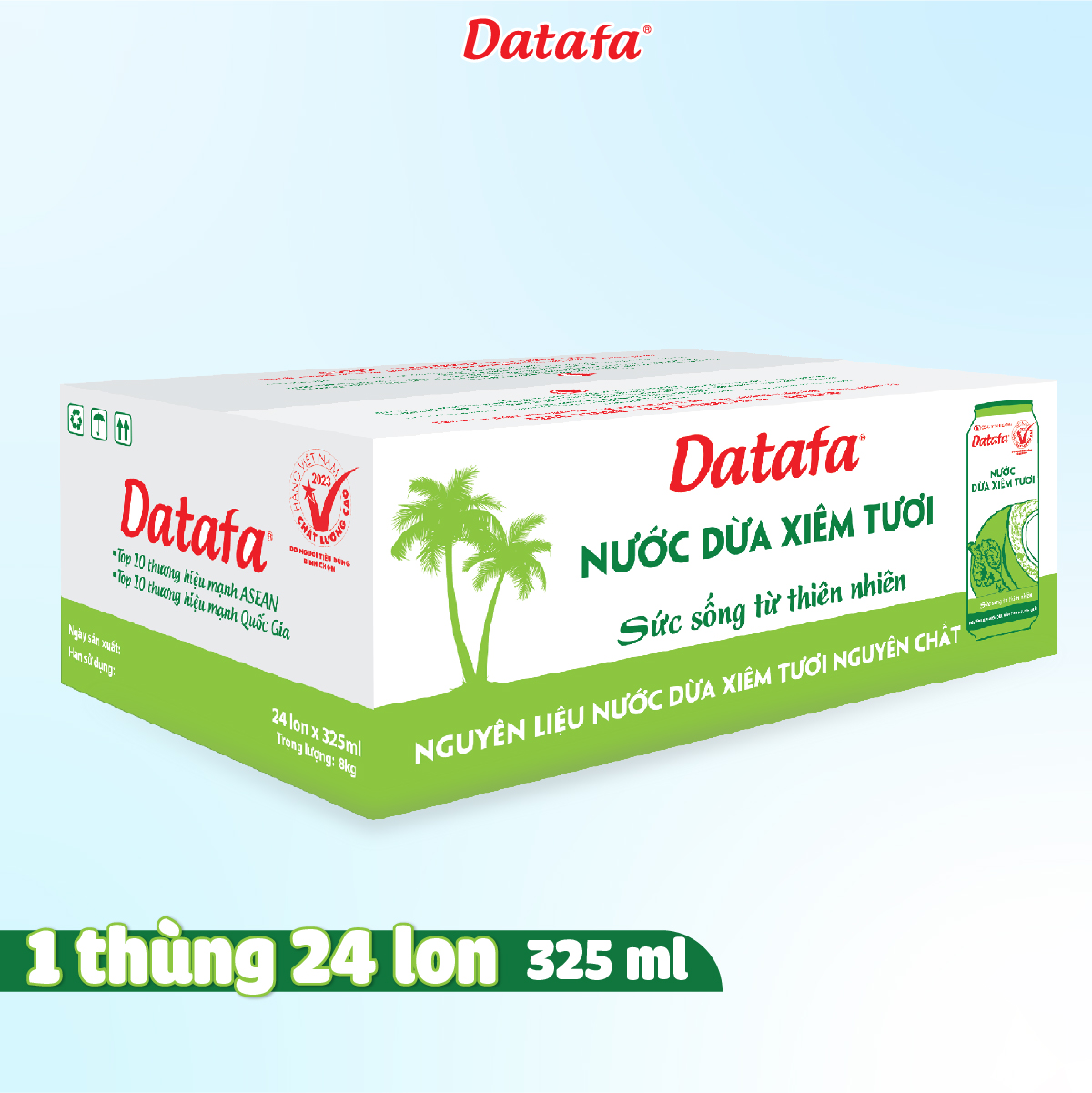 Nước Dừa Tươi DATAFA Có Cơm Dừa - Lốc 6 Lon 325ml