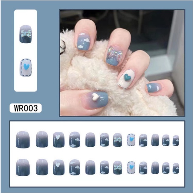 Bộ 24 móng tay giả, nail đính đá đẹp [WR]