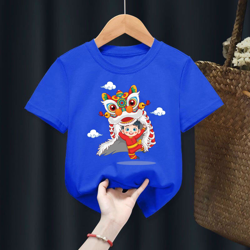 Áo thun bé trai ,bé gái tết đầu lân áo cho bé từ 6kg-30kg.AT05.