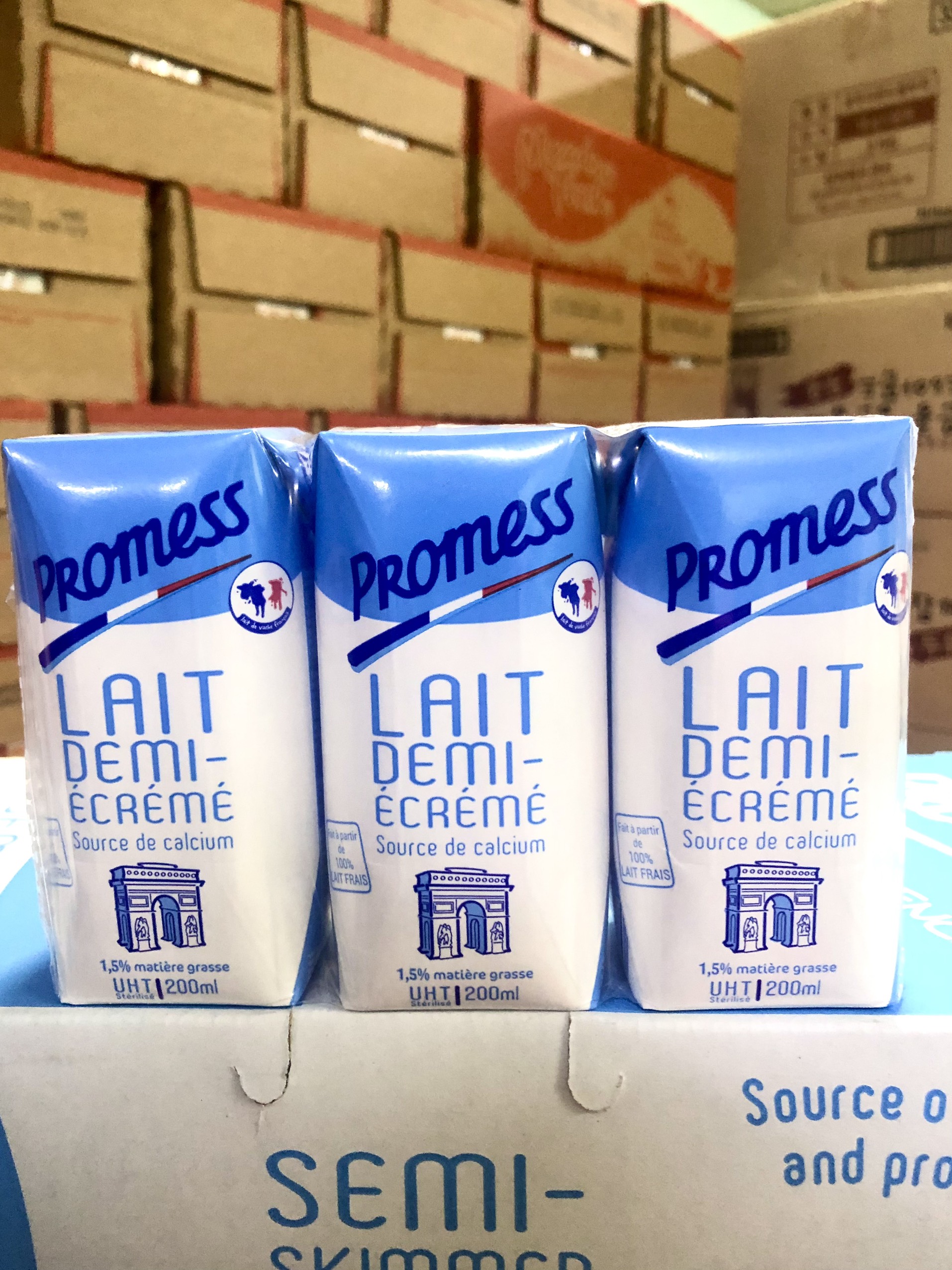 [Thùng 24 Hộp] Sữa Tươi Promess Ít Béo 200ml - Sữa Nhập Khẩu Pháp