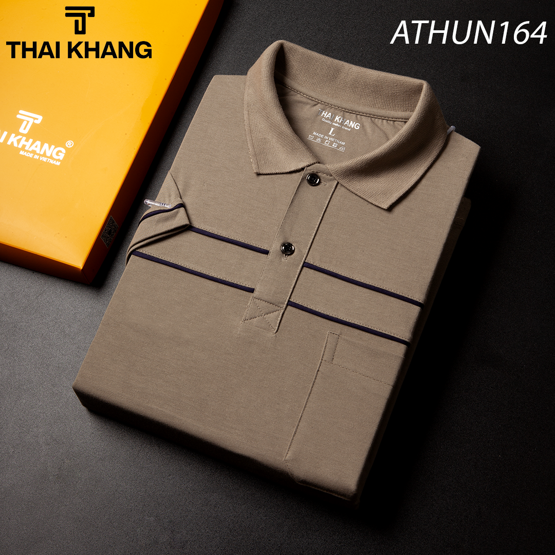 Áo thun nam tay ngắn trung niên vải cotton dày mềm mát loại áo thun nam có cổ có túi Vitin ATHUN16