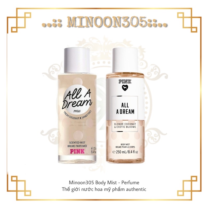 [New] Body Mist 𝗩𝗜𝗖𝗧𝗢𝗥𝗜𝗔'𝗦 𝗦𝗘𝗖𝗥𝗘𝗧 Pink All A Dream 30ml/50ml/100ml/250ml