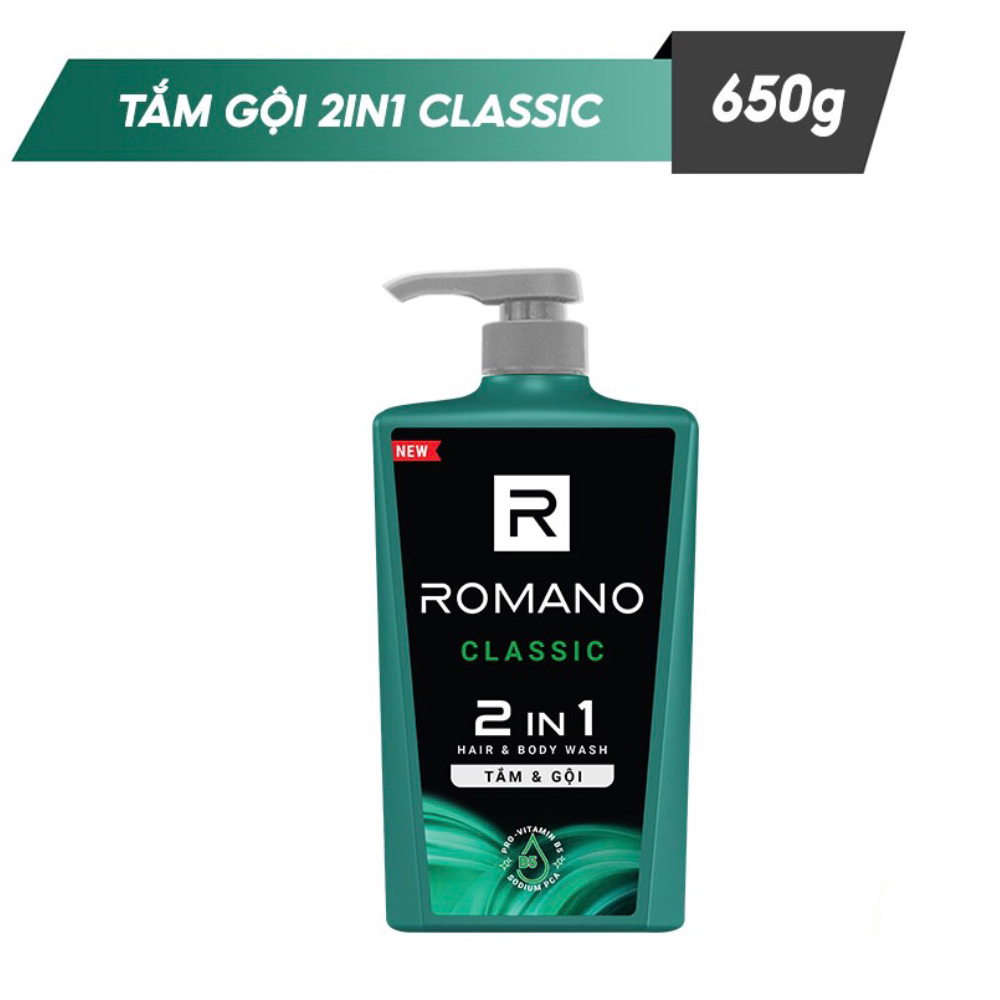 SỮA TẮM GỘI ROMANO CLASSIC 2 TRONG 1 650GR