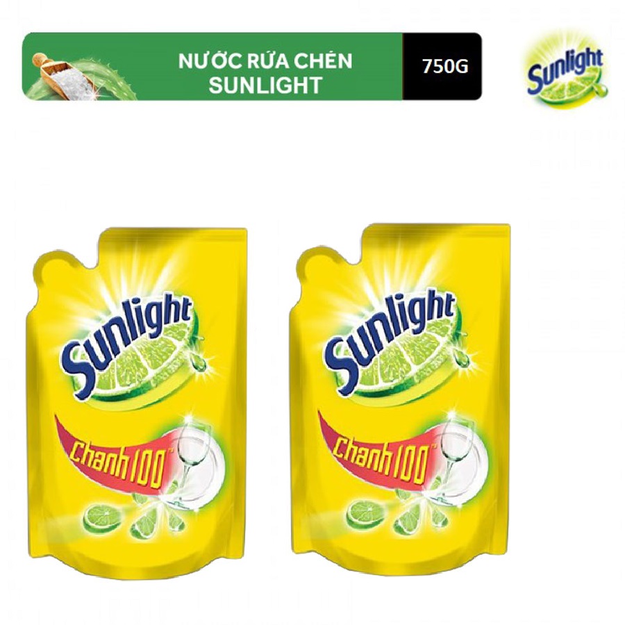 [HCM]Nước rửa chén Sunlight túi 750g (Matcha trà nhật/Chanh/Lô hội)