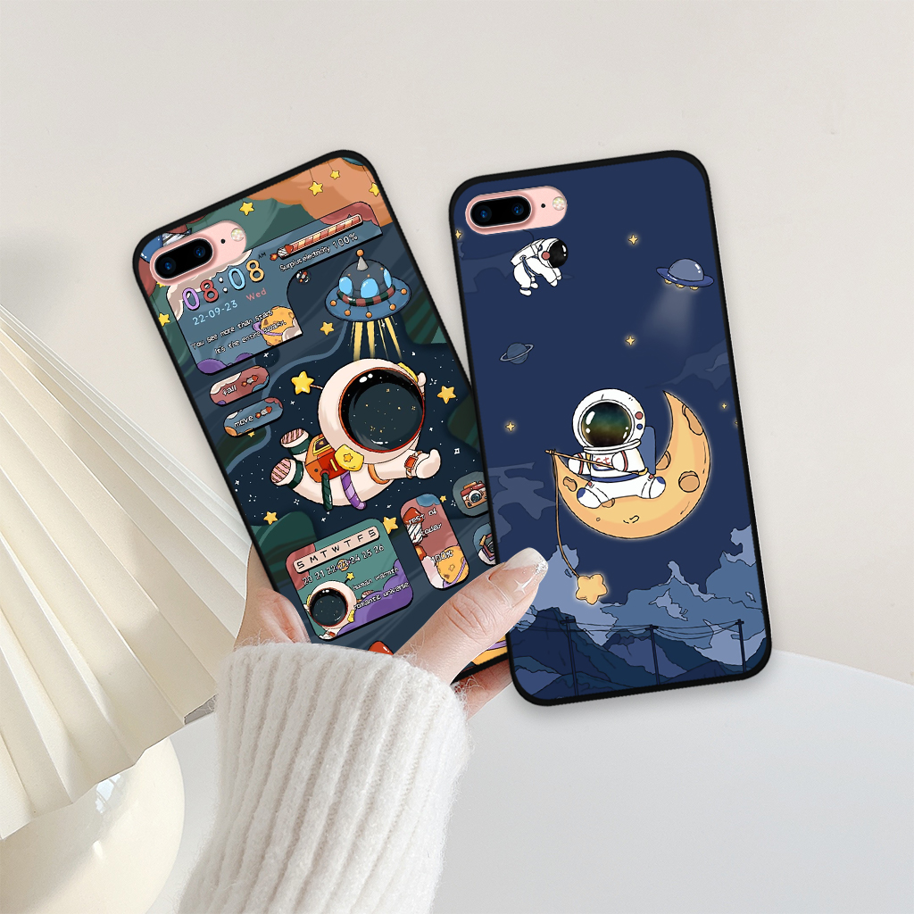 Ốp lưng iphone 7 plus/ 8 plus hình vũ trụ, gấu đáng yêu
