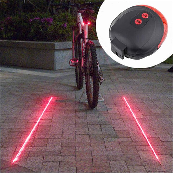 Combo đèn chiếu hậu laser và đèn chiếu sáng có còi xe đạp
