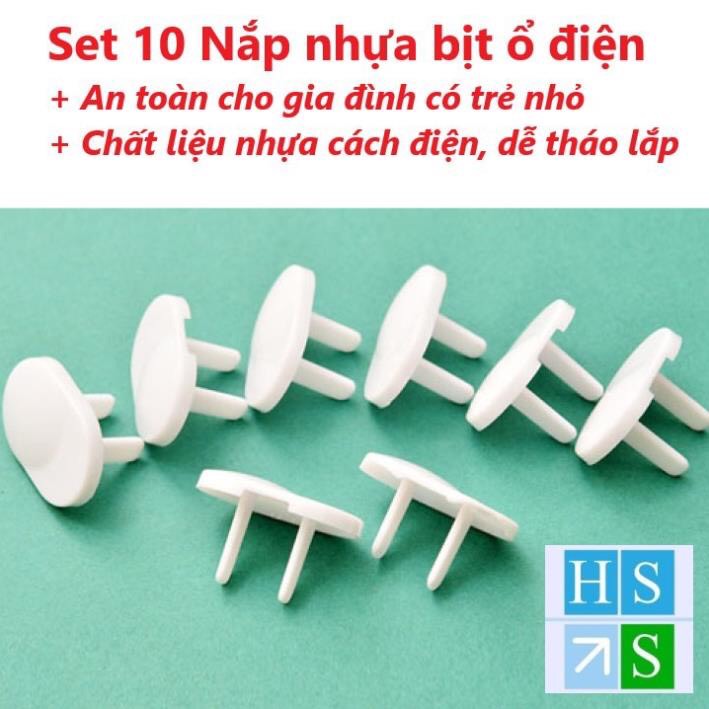 Set 10 nắp Bịt ổ điện an toàn cho bé bịt lỗ ổ cắm điện cho gia đình có trẻ nhỏ