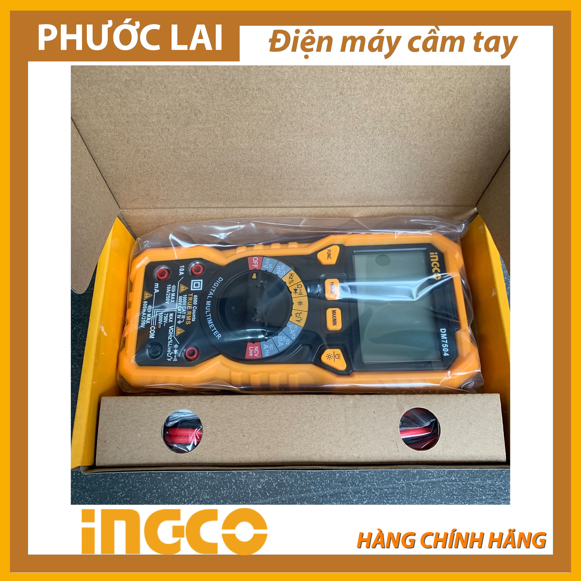 Đồng hồ vạn năng kỹ thuật số (6000 số đếm) (Chính Hãng) INGCO DM7504