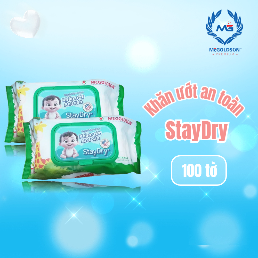 Khăn Giấy Ướt Trẻ Em Cao Cấp StayDry 100 tờ (không hương)