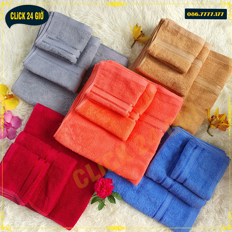 Hộp 3 khăn nhật sakura cao cấp - 5 màu lựa chọn